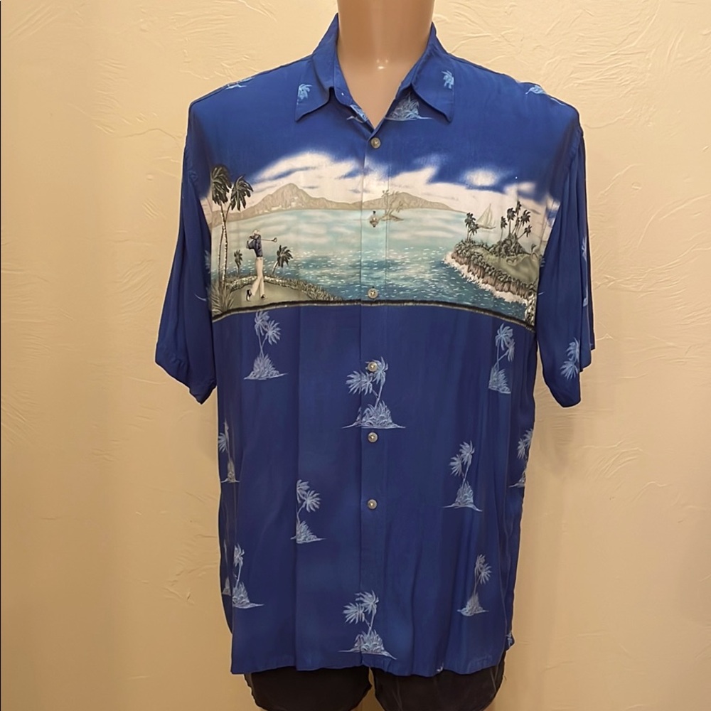 Campia Blue Hawaiian Print Men's Shirt - P6